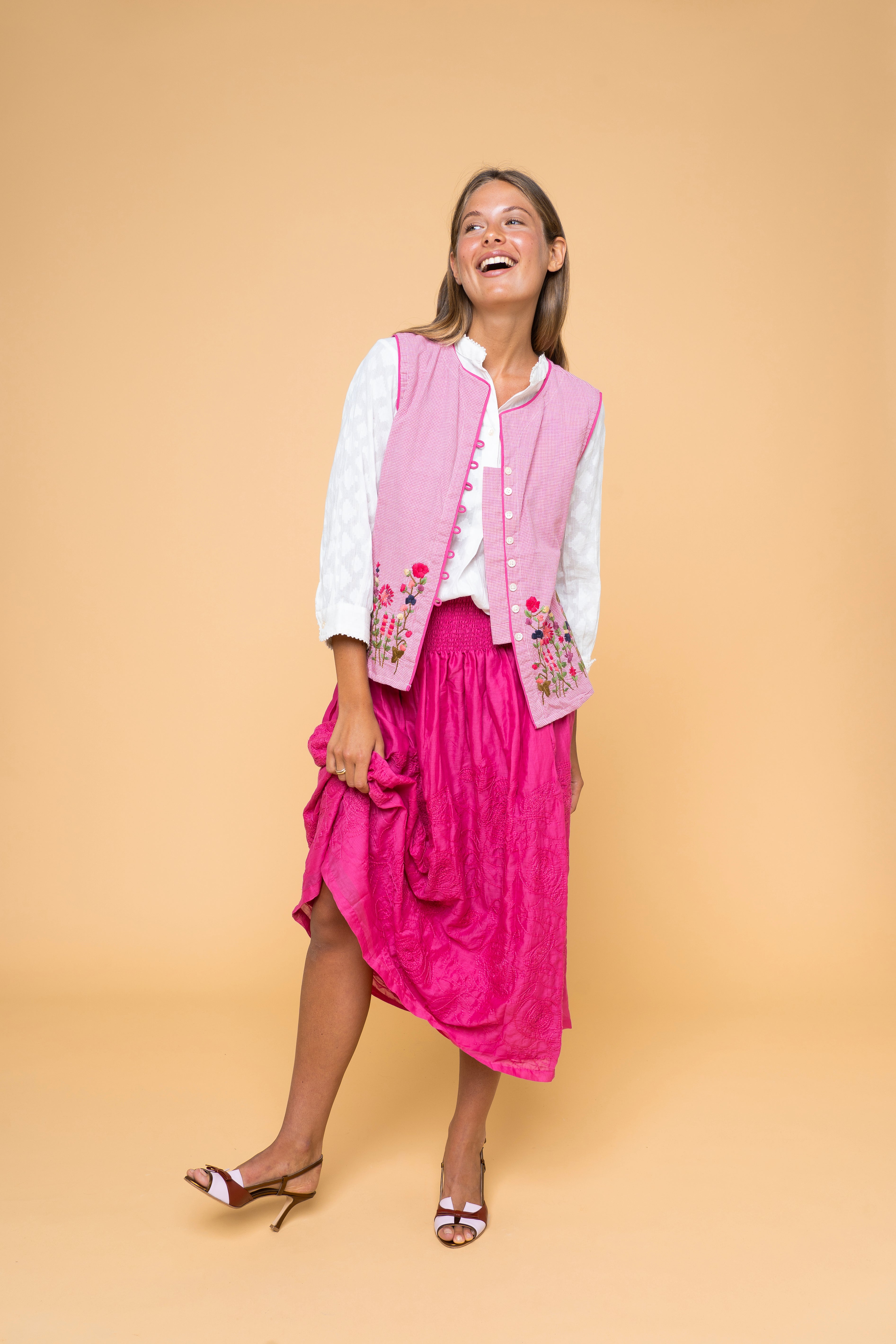 Smock Rose gonna cotone donna intera FrancescaBi artigianale India