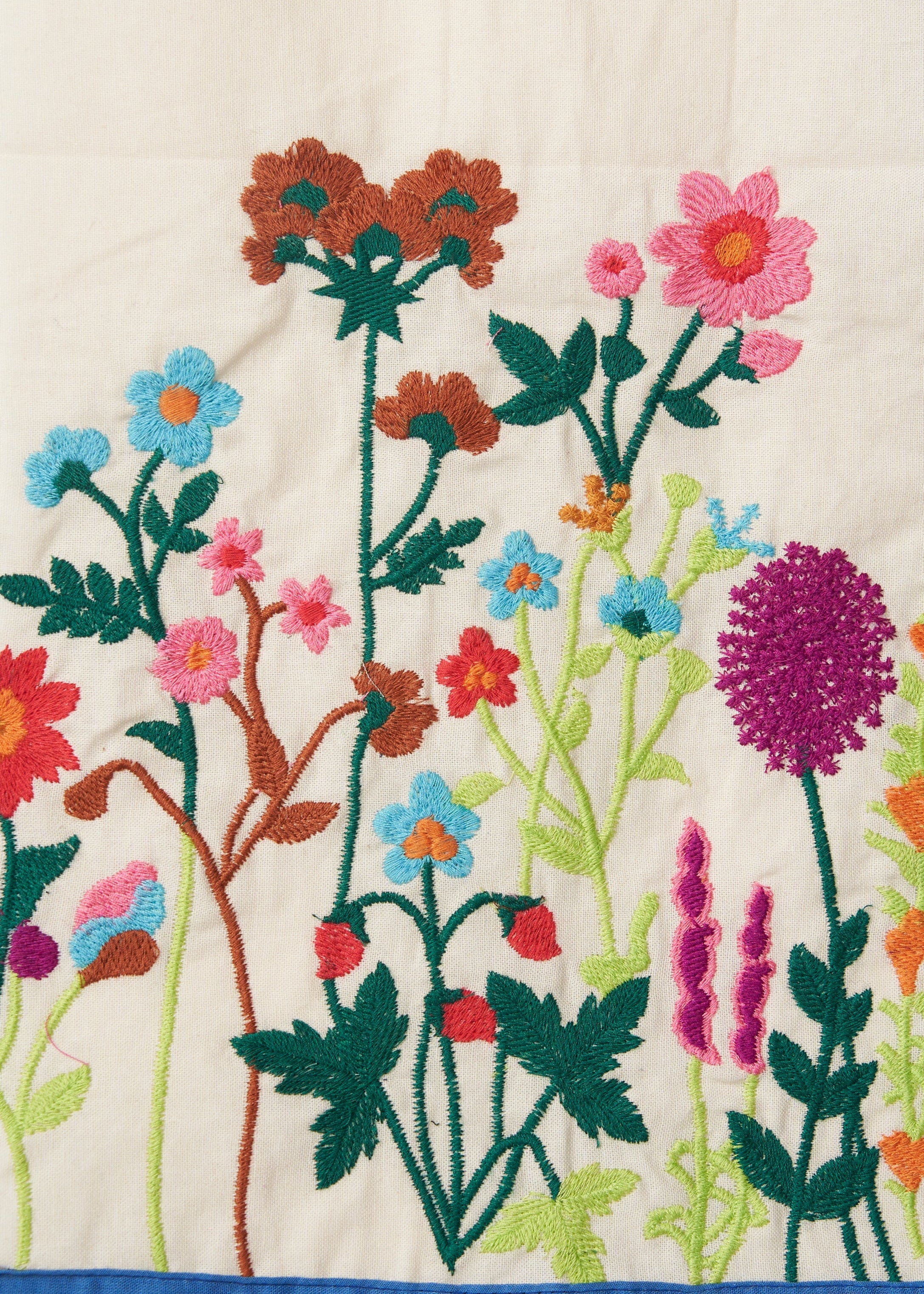 Tessuto cotone ricamo floreale colorato FrancescaBi artigianale