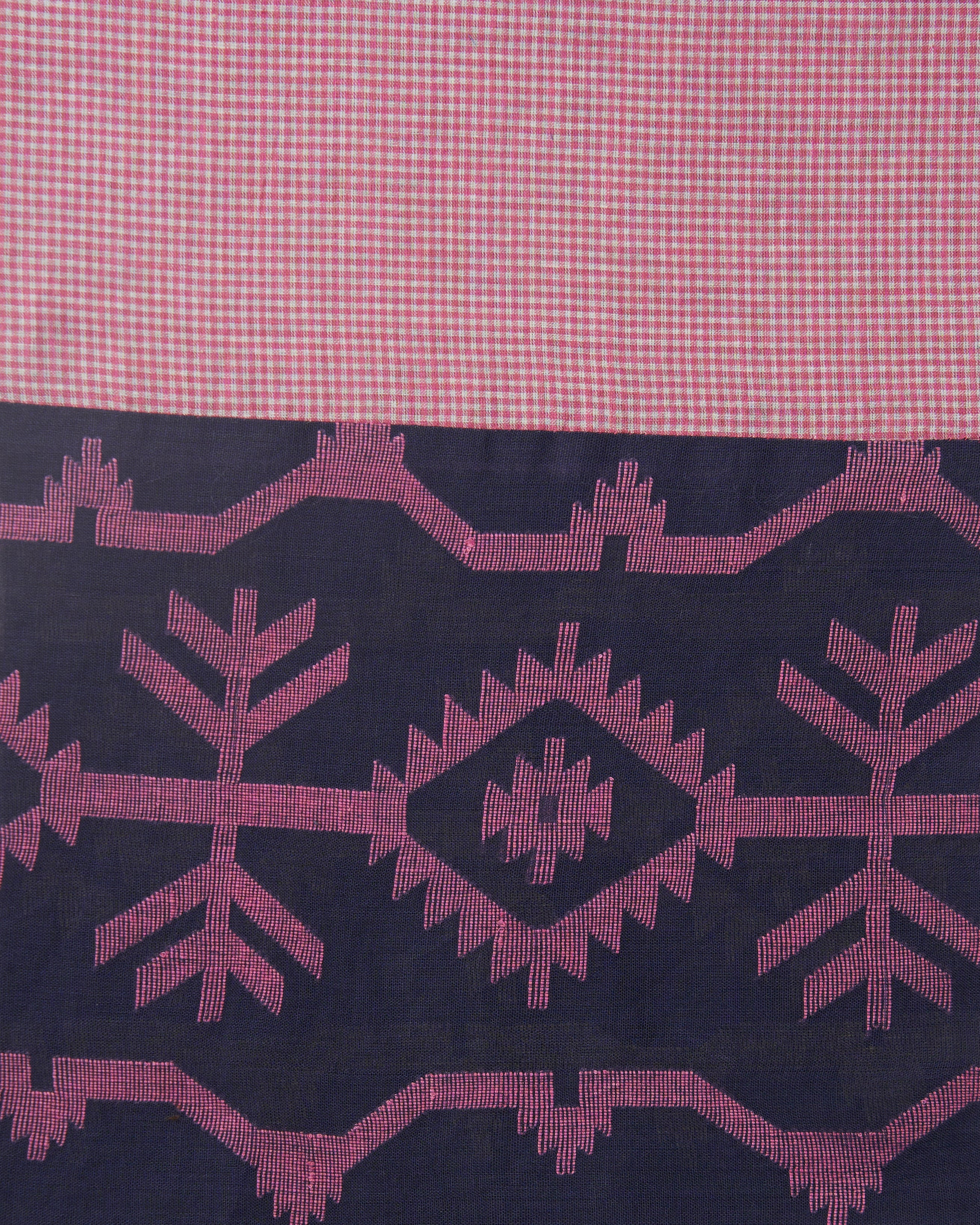 Tessuto Jamdani cotone rosa motivi geometrici FrancescaBi esclusiva