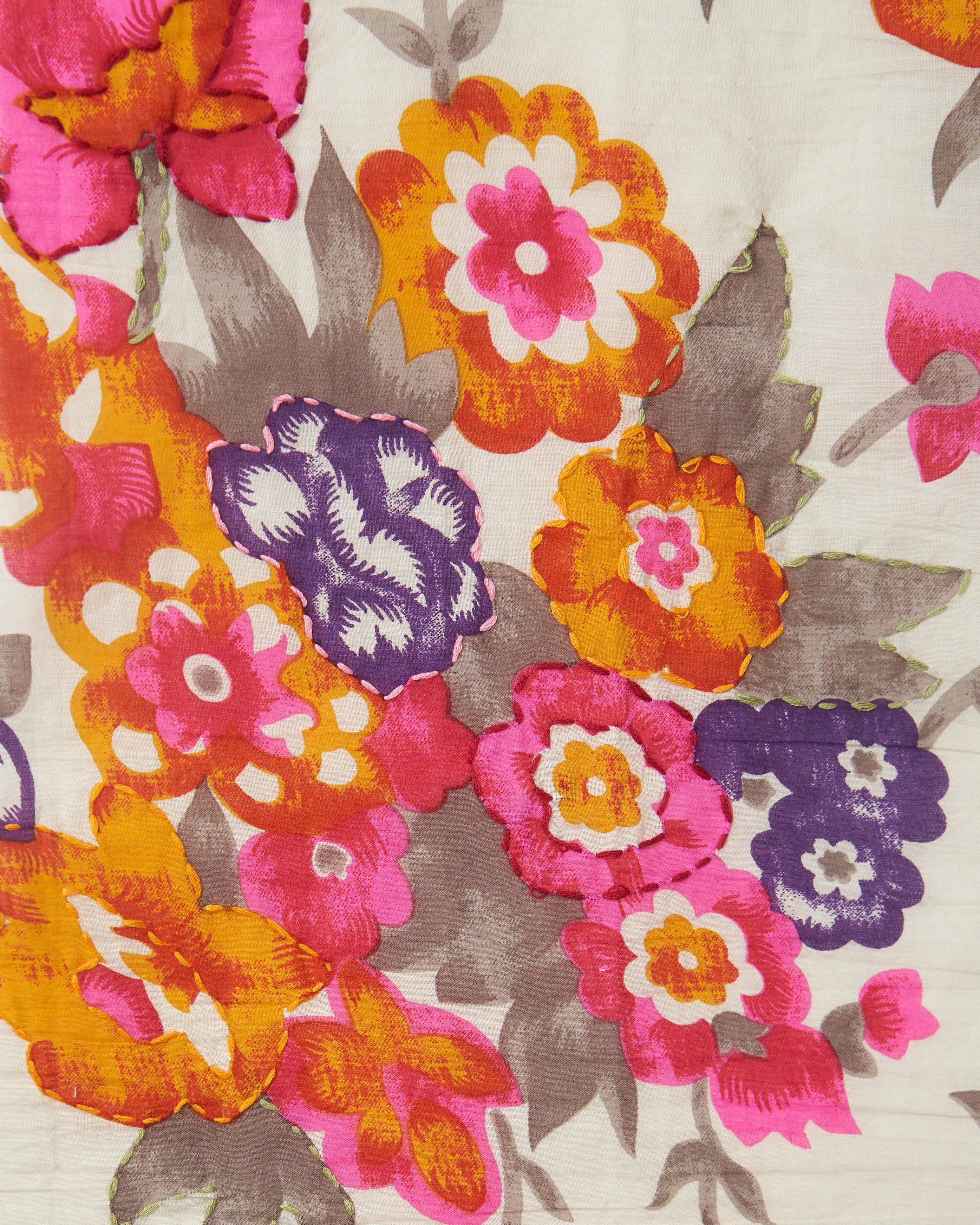 Fantasia floreale arancio rosa cotone stampato FrancescaBi