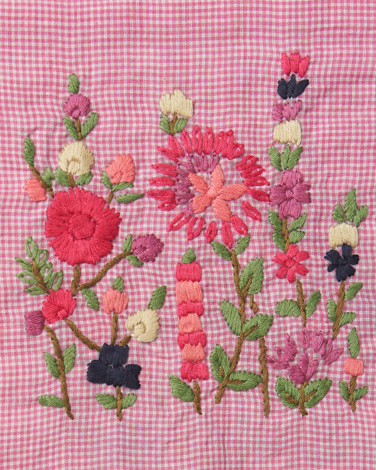 Tessuto cotone rosa ricamo floreale Buja Prato FrancescaBi