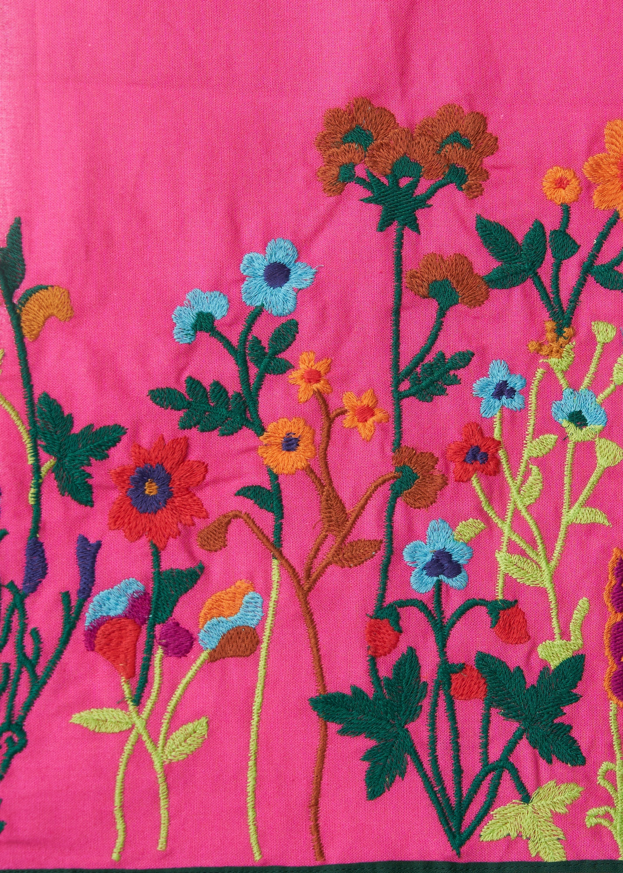 Tessuto cotone ricamo floreale colorato FrancescaBi artigianale