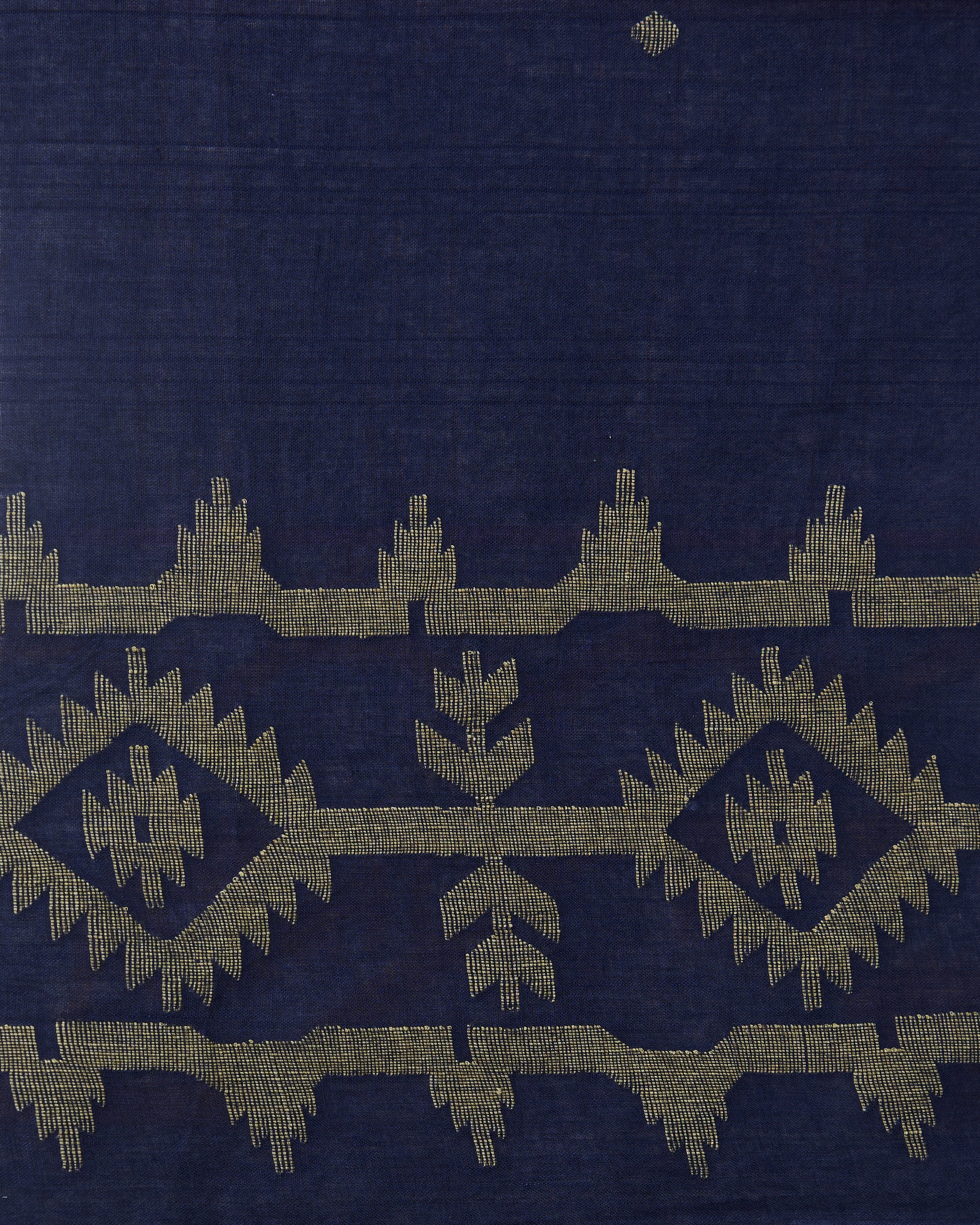 Tessuto Jamdani cotone blu navy motivi geometrici FrancescaBi esclusiva