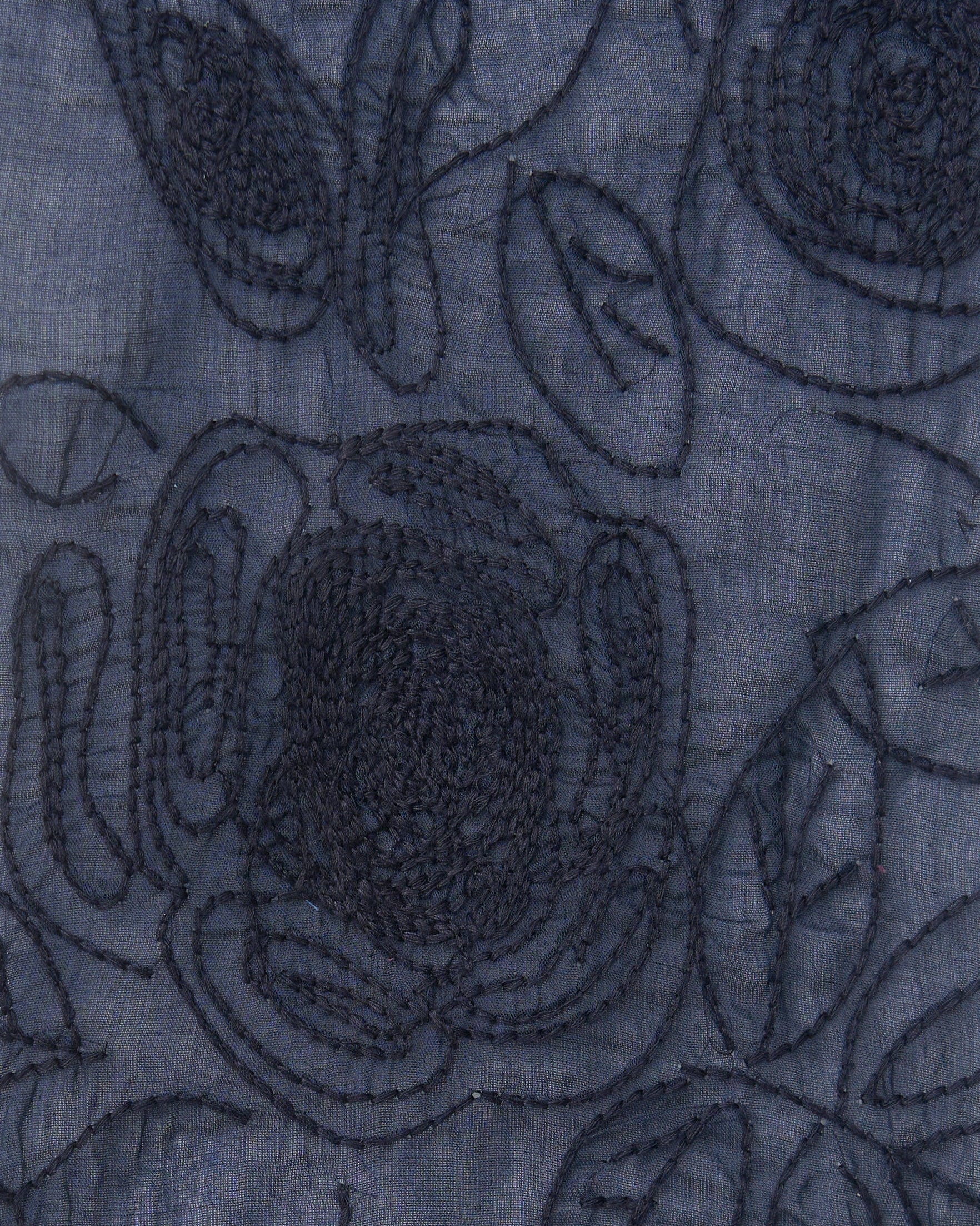 Dettaglio rose ricamate cotone blu navy gonna Smock Rose FrancescaBi India