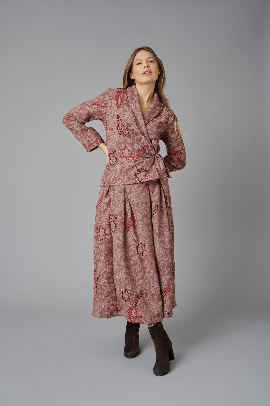 Fleur Moire, Navy and Beige