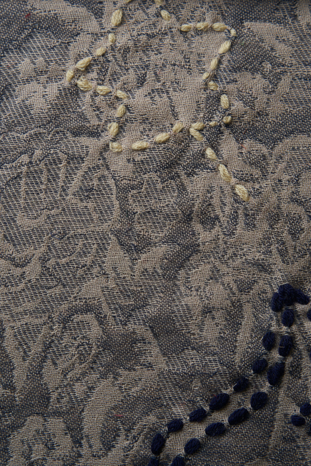 Fleur Moire, Navy and Beige