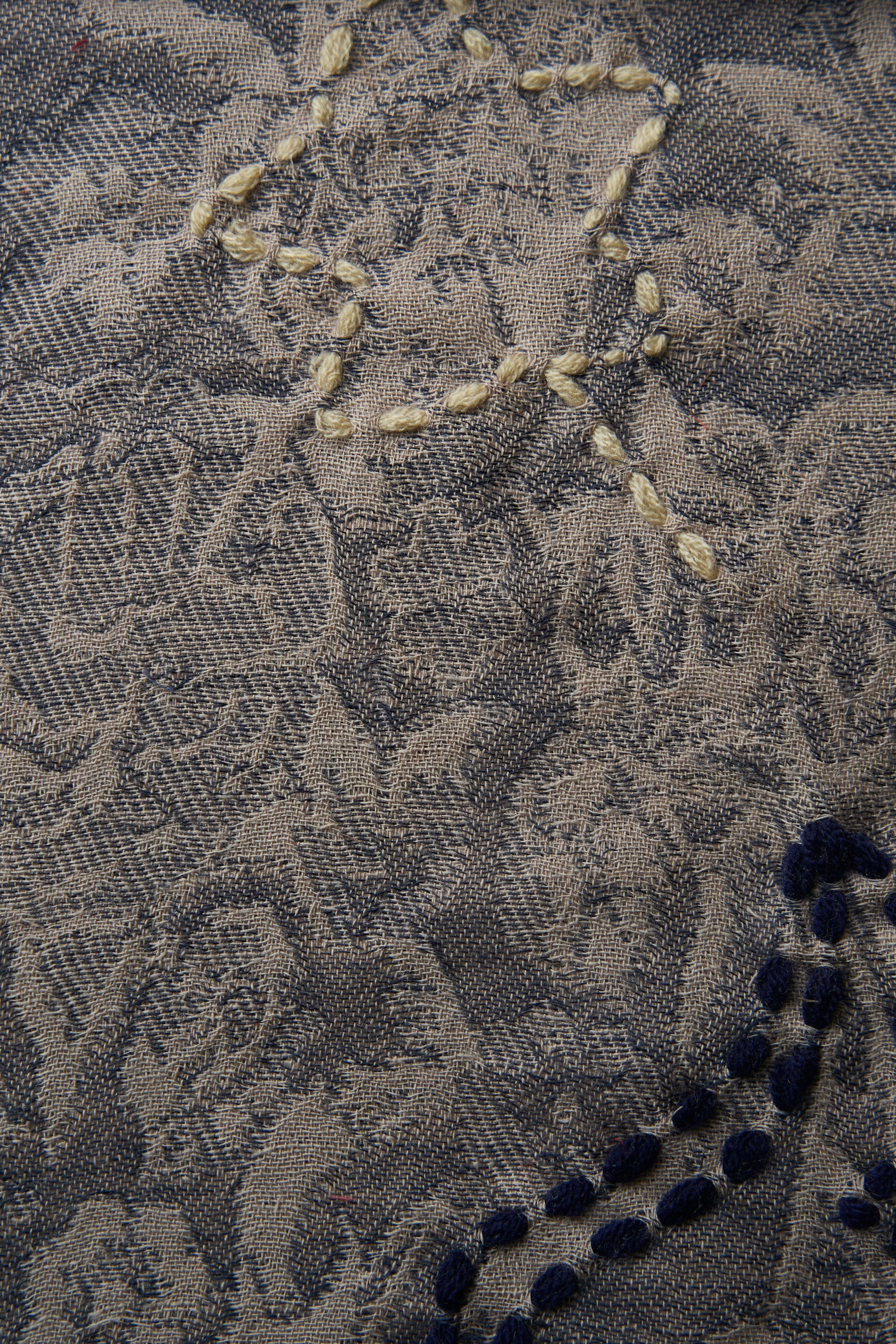 Fleur Moire, Navy and Beige