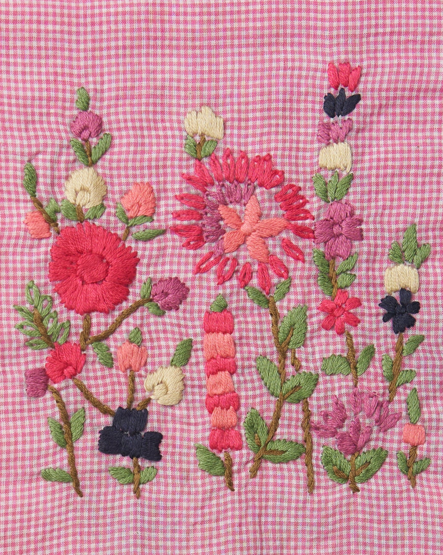 Tessuto cotone rosa ricamo floreale Nizza Prato FrancescaBi